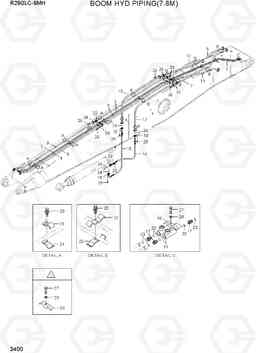 3400 BOOM HYD PIPING(7.8M) R290LC-9MH, Hyundai