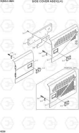 6230 SIDE COVER ASSY(LH) R290LC-9MH, Hyundai