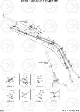 3403 BOOM HYDRAULIC PIPING(8.5M) R300LC-7, Hyundai