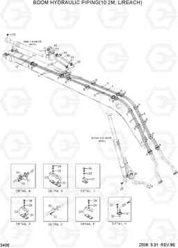 3406 BOOM HYDRAULIC PIPING(10.2M, L/REACH) R300LC-7, Hyundai