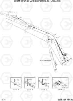 3416 BOOM GREASE LUB SYSTEM(10.2M, L/REACH) R300LC-7, Hyundai