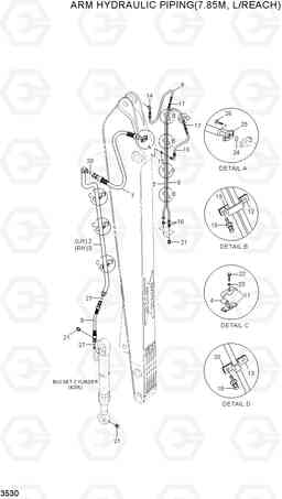 3530 ARM HYDRAULIC PIPING(7.85M, L/REACH) R300LC-7, Hyundai