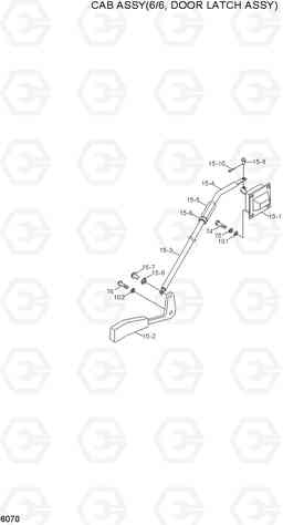 6070 CAB ASSY(6/6, DOOR LATCH ASSY) R300LC-7, Hyundai