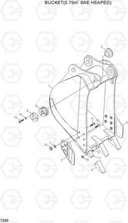 7330 BUCKET(0.79M3 SAE HEAPED) R300LC-7, Hyundai