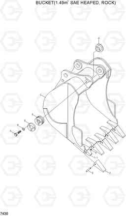 7430 BUCKET(1.49M3 SAE HEAPED, ROCK) R300LC-7, Hyundai