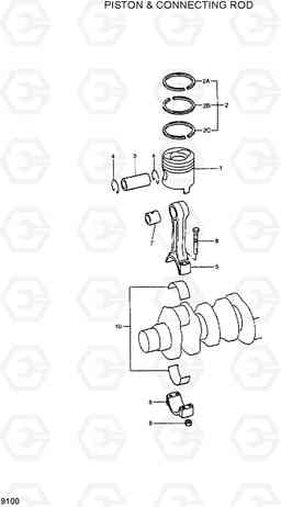 9100 PISTON & CONNECTING ROD R300LC-7, Hyundai