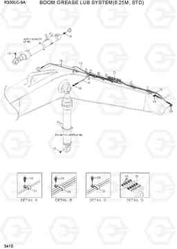 3410 BOOM GREASE LUB SYSTEM(6.25M, STD) R300LC-9A, Hyundai