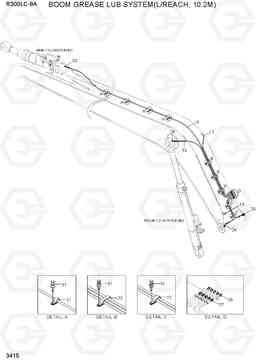 3415 BOOM GREASE LUB SYSTEM(L/REACH, 10.2M) R300LC-9A, Hyundai