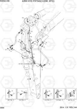 3500 ARM HYD PIPING(3.05M, STD) R300LC-9A, Hyundai