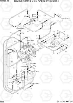 3626 DOUBLE ACTING MAIN PIPING KIT 2(#0176-) R300LC-9S, Hyundai