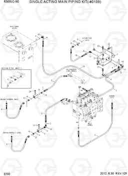 3700 SINGLE ACTING MAIN PIPING KIT(-#0189) R300LC-9S, Hyundai