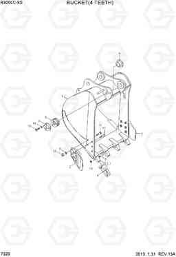 7320 BUCKET(4 TEETH) R300LC-9S, Hyundai