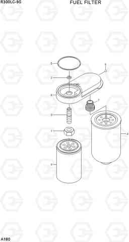 A180 FUEL FILTER R300LC-9S, Hyundai