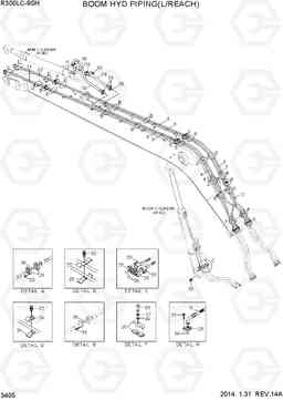 3405 BOOM HYD PIPING(L/REACH) R300LC-9SH, Hyundai