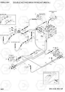 3621 DOUBLE ACTING MAIN PIPING KIT(#0074-) R300LC-9SH, Hyundai