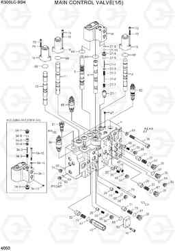 4050 MAIN CONTROL VALVE(1/5, -#0164) R300LC-9SH, Hyundai