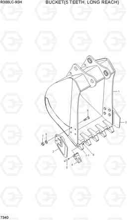 7340 BUCKET(5 TEETH, LONG REACH) R300LC-9SH, Hyundai