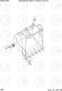 7380 BUCKET(6 TEETH, HEAVY DUTY) R300LC-9SH, Hyundai