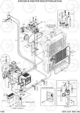 1100 AIRCON & HEATER MOUNTING(-#1043) R305LC-7, Hyundai