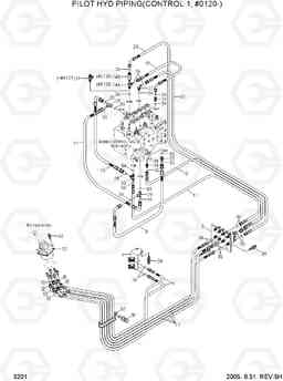 3201 PILOT HYD PIPING(CONTROL 1, #0120-) R305LC-7, Hyundai