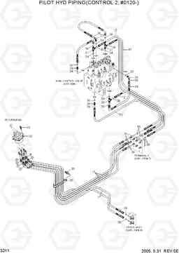 3211 PILOT HYD PIPING(CONTROL 2, #0120-) R305LC-7, Hyundai