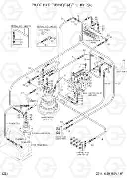 3231 PILOT HYDRAULIC PIPING(BASE 1, #0120-) R305LC-7, Hyundai