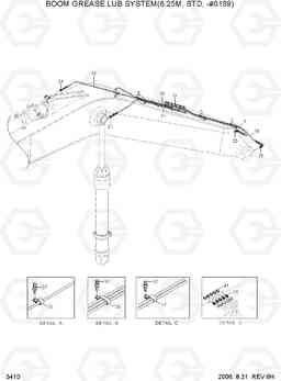 3410 BOOM GREASE LUB SYSTEM(6.25M,STD,-#0189) R305LC-7, Hyundai