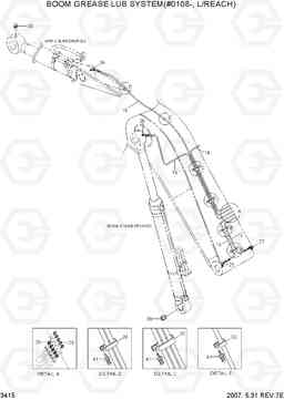 3415 BOOM GREASE LUB SYSTEM(#0108-, L/REACH) R305LC-7, Hyundai