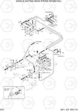 3721 SINGLE ACTING MAIN PIPING KIT(#0120-) R305LC-7, Hyundai