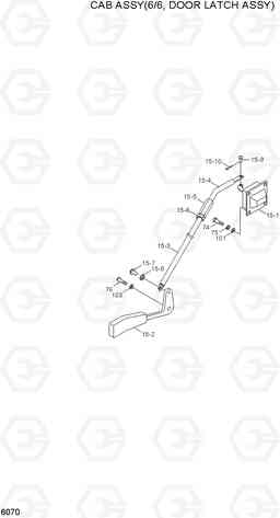 6070 CAB ASSY(6/6, DOOR LATCH ASSY) R305LC-7, Hyundai