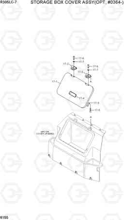 6155 STORAGE BOX COVER ASSY(#0364-) R305LC-7, Hyundai