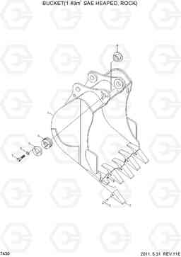 7430 BUCKET(1.49M3 SAE HEAPED, ROCK) R305LC-7, Hyundai