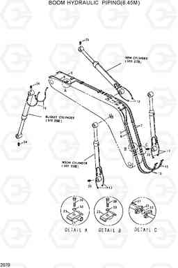 2070 BOOM HYD PIPING(6.45M) R320LC, Hyundai