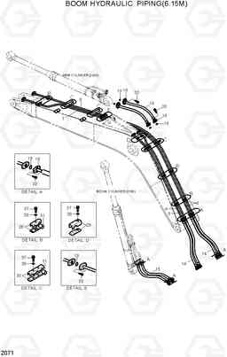 2071 BOOM HYD PIPING(6.15M) R320LC, Hyundai