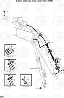 2073 BOOM GREASE LUB SYSTEM(6.15M) R320LC, Hyundai