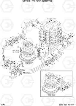 2042 UPPER HYD PIPING(TRAVEL) R320LC-3, Hyundai