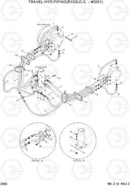 2060 TRAVEL HYD PIPING(R320LC-3,-#0081) R320LC-3, Hyundai