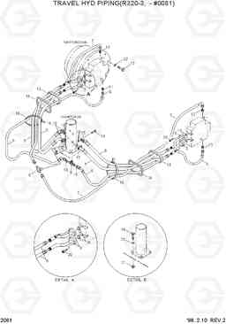 2061 TRAVEL HYD PIPING(R320-3,-#0081) R320LC-3, Hyundai