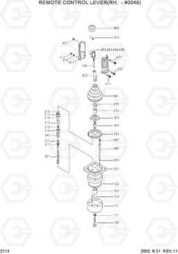 2111 REMOTE CONTROL LEVER(RH,-#0048) R320LC-3, Hyundai