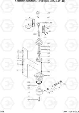 2115 REMOTE CONTROL LEVER(LH,#0049-#0144) R320LC-3, Hyundai