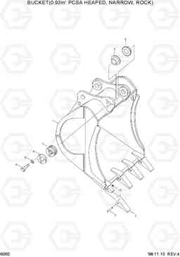 6060 BUCKET(0.93M3 PCSA HEAPED, NARROW, ROCK) R320LC-3, Hyundai