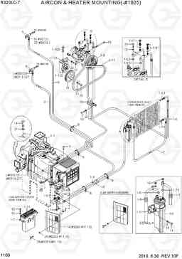 1100 AIRCON & HEATER MOUNTING(-#1925) R320LC-7, Hyundai