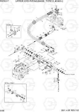 3105 UPPER HYD PIPING(BASE, TYPE 2, #2403-) R320LC-7, Hyundai