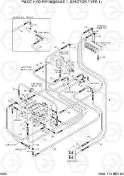 3250 PILOT HYD PIPING(BASE 3, S/MOTOR TYPE 1) R320LC-7, Hyundai