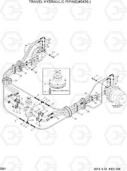 3301 TRAVEL HYDRAULIC PIPING(#0456-) R320LC-7, Hyundai