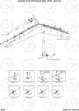 3400 BOOM HYD PIPING(6.45M, STD, -#1215) R320LC-7, Hyundai