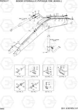 3402 BOOM HYDRAULIC PIPING(6.15M, #2403-) R320LC-7, Hyundai