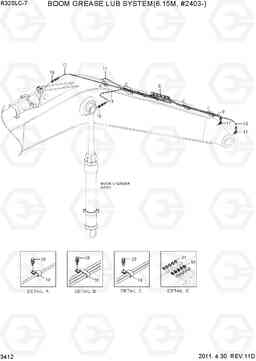 3412 BOOM GREASE LUB SYS(6.15M, #2403-) R320LC-7, Hyundai