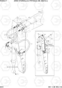 3510 ARM HYDRAULIC PIPING(2.2M, #0013-) R320LC-7, Hyundai