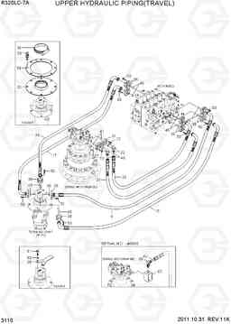 3110 UPPER HYDRAULIC PIPING(TRAVEL) R320LC-7A, Hyundai